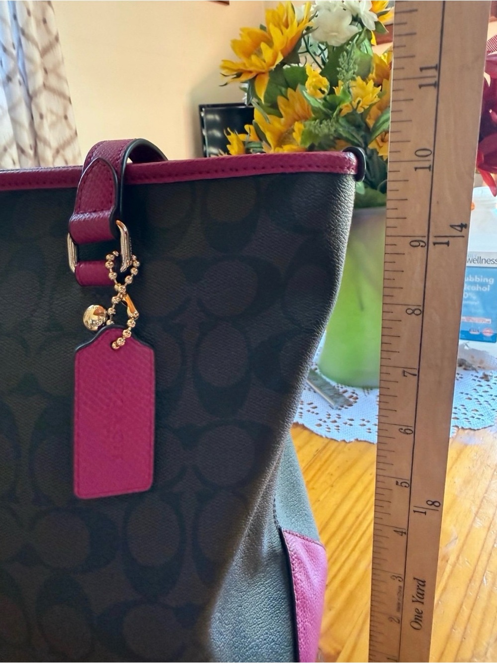 Authentic Coach Classic City Tote Monogram Brown Black & Dark Magenta Pink - Picture 10 of 12